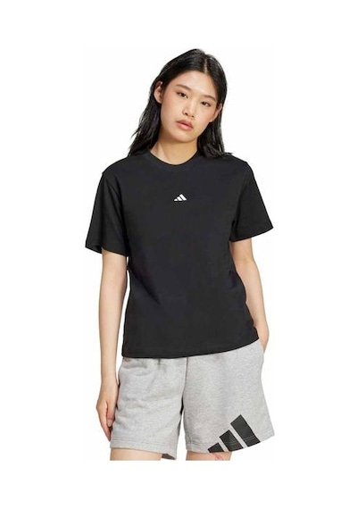 Adidas Essentials Small Logo Kadın Siyah Yuvarlak Yaka Tişört Siyah