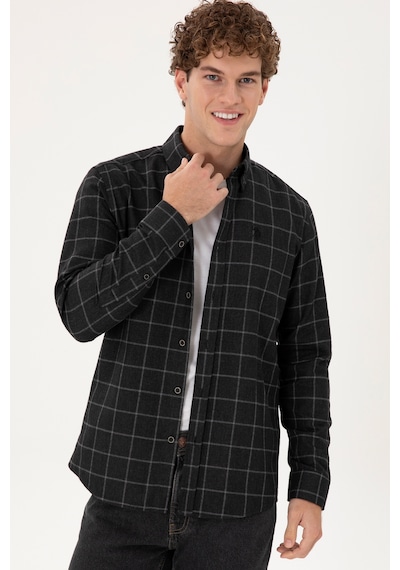 U.s. Polo Assn. Erkek Siyah Gömlek Desenli 50296597-vr046 Siyah