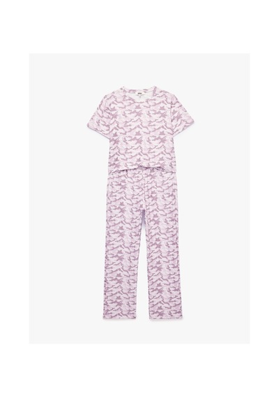 Koton Kamuflaj Desenli Rahat Kesim Bisiklet Yaka Kısa Kollu Pijama Takımı Pembe Desenli 7wlk40304mk Koton Kamuflaj Desenli Rahat Kesim Bisiklet Yaka Kısa Kollu Pijama Takımı Pembe Desenli 7wlk40304mk
