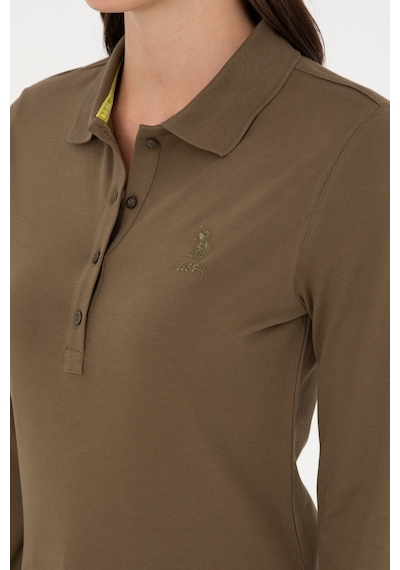 U.S. Polo Assn. Kadın Haki Basic Polo Yaka Sweatshirt 50289541-VR027