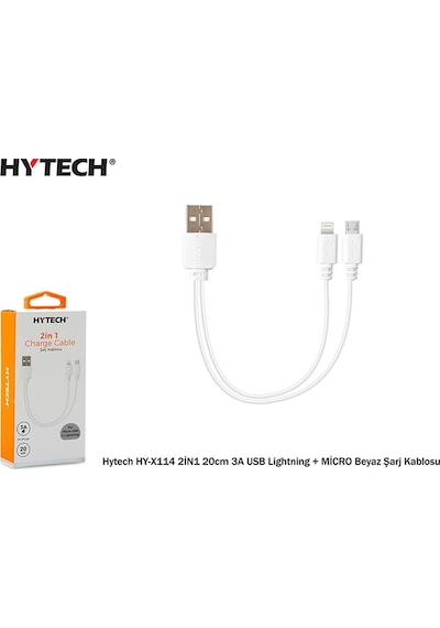Hytech HY-X114 2İN1 20cm 3A USB Lightning + MİCRO