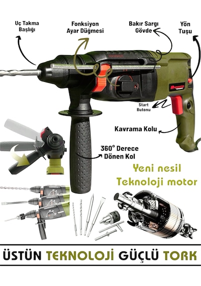 Schmıtzer Sch-2603s Pro 850 W Sds Plus Metal Şanzuman Profesyonel Darbeli Matkap Kırıcı Delici 26mm Hilti