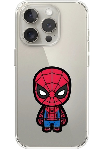Apple Uyumlu iPhone 12 Pro Max Şeffaf Kılıf Chibi Spider-man 7 Tasarımlı