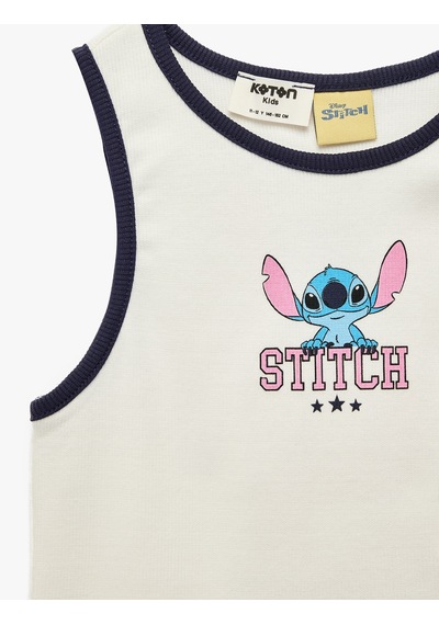 Koton Stitch Baskılı Kaşkorse Kolsuz Lisanslı Atlet Ekru 6skg30071ak