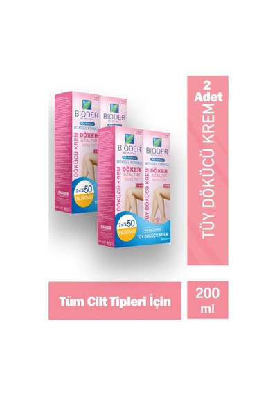 Bioder Tüy Dökücü Krem Kadınlara Özel 100 Ml - 2. Ürün %50 İndirim Etiketli 2 Adet