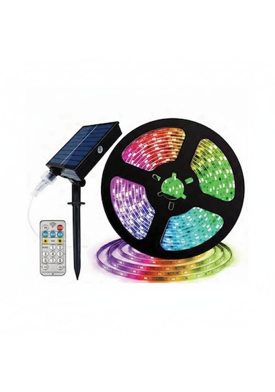 50 Watt Güneş Panelli Solar 10 Metre Hortum Şerit Led Rgb Rgb