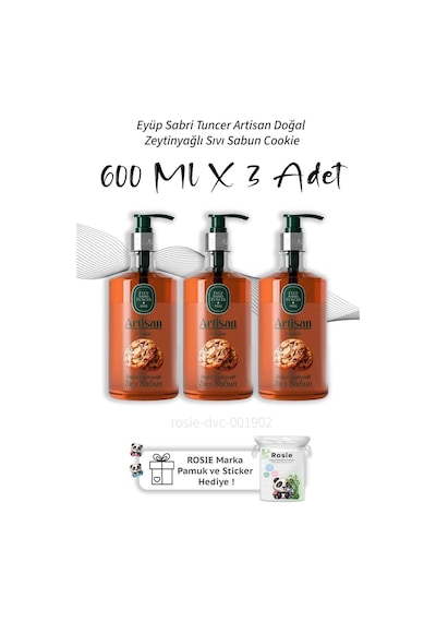 Artisan Doğal Zeytinyağlı Sıvı Sabun Cookie 600 Ml X3