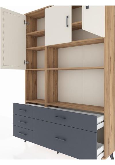 Arges Dolap 8 Raflı 5 Çekmeceli 3 Kapaklı 132x30x195 Çam-aytaşı/antrasit Aytası/antrasıt Arges Dolap 8 Raflı 5 Çekmeceli 3 Kapaklı 132x30x195 Çam-aytaşı/antrasit Aytası/antrasıt