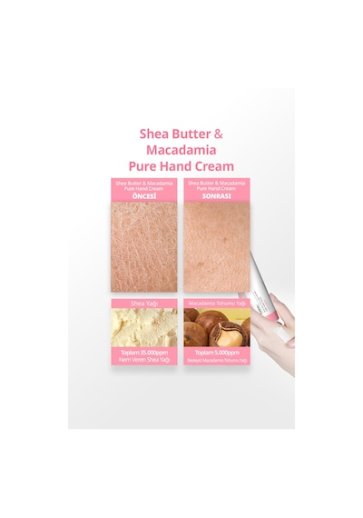 Yoğun Nem Veren Besleyici El Kremi Kundal Shea Butter & Macadamia Pure Hand Cream 50ml Baby Powder
