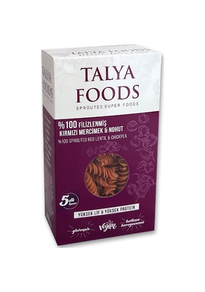 Talya Foods Filizlenmiş Kırmızı Mercimek Nohut Makarnası 200 G