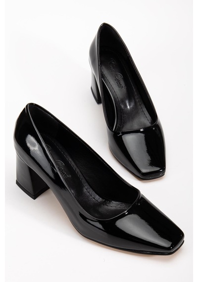 Suins Shoes Suins Melby Model Kadın 6.5 Cm Topuklu Rugan Ayakkabı siyah