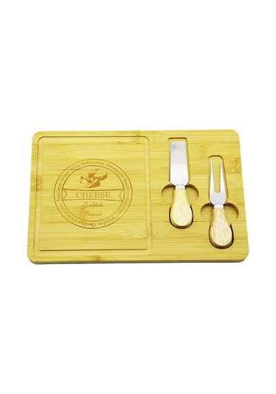 Bıçak Sağ 19x29cm -1.5cm Ahşap Bambu Kahvaltı Peynir Sunum Tabak 2peynir Bıçak Ahşap Saplı Bx40 Renkli