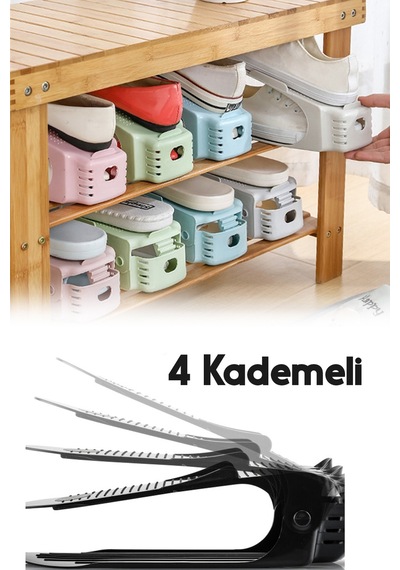 Siyah 10 Adet Ayakkabılık Düzenleyici Ayakkabı Rampası Ayakkabılık Organizeri 10 Parça Plastik Siyah Beyaz