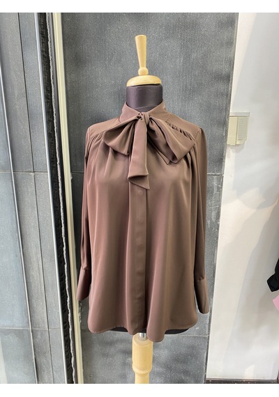 Pera Moda Pile Detaylı Parisfular Yaka Gömlek Kahve