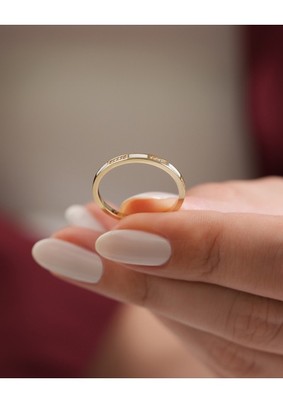 Debora Jewelry 14 Ayar Altın Beyaz Mineli Yüzük