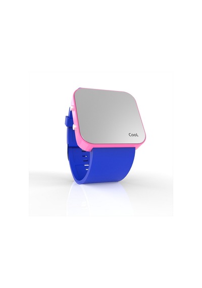 Cool Watch Saat - Pembe Led Kasa - Mavi Kayış Unisex