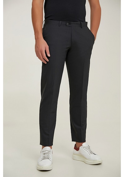D's Damat Ds Damat Comfort Fit Siyah Düz Travel Kumaş Pantolon 5he03ob35322m 001