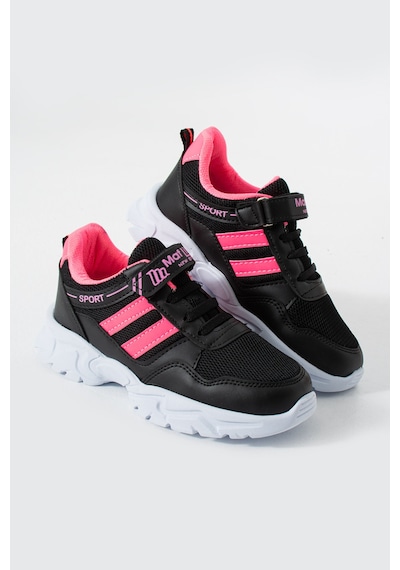 Adımist Çocuk Ortopedik Cırtlı Hafif Unisex Sneaker Spor Ayakkabı Maf Cırtlı Siyah - Fuşya