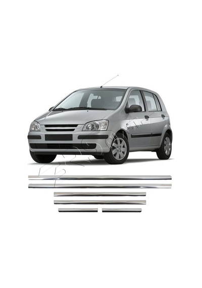 Hyundai Getz Uyumlu 2002-2011 Krom Cam Çıtası 6 Parça Paslanmaz Çelik