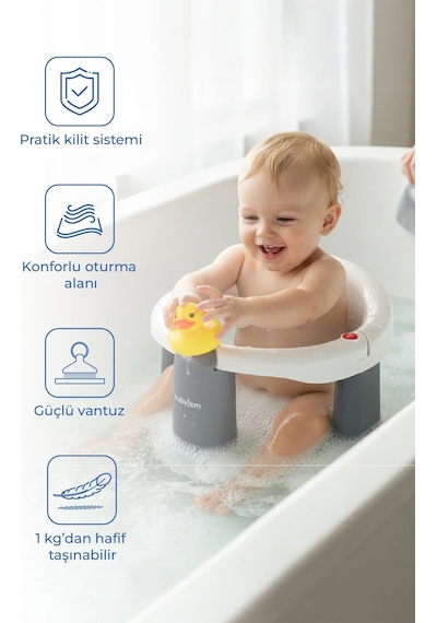 Babyjem - Önden Açılır Banyo & Mama Oturağı Beyaz