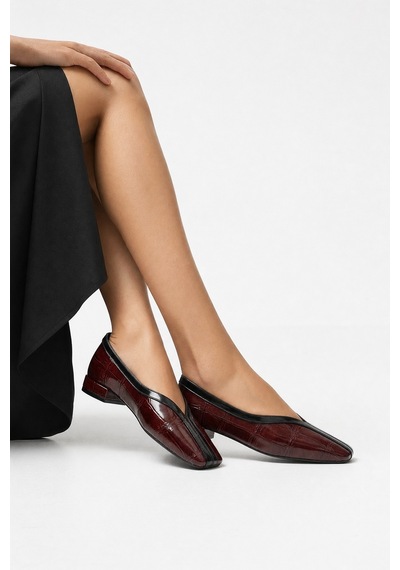 Luvi Shoes Helene Bordo Baskı Kadın Babet Ayakkabı