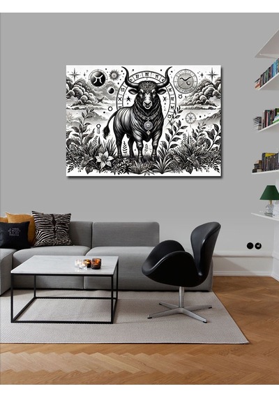 Kanvas Tablo Astroloji Ve Siyah Boğa 50cmx70cm