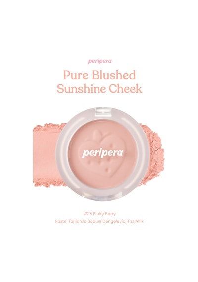Pastel Tonlarda Sebum Dengeleyici Toz Allık Perıpera Pure Blushed Sunshine Cheek 26 Fluffy Berry 26 Fluffy Berry