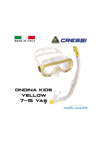 Parumarin Cressi Junior 7-15 Yaş Ondina Maske Şnorkel Seti Sarı