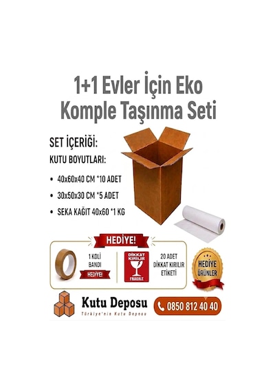 1+1 Evler İçin Eko Komple Taşınma Seti 1 Adet