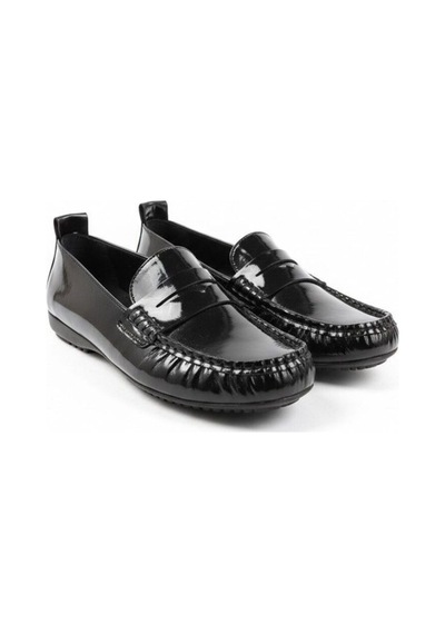 Ne&ve Shoes Siyah Rugan Deri Astarsız Esnek Kadın Günlük Şık Ve Rahat Loafer