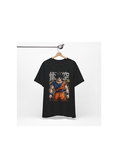 Ustaprint3d Goku Anime Baskılı Unisex Siyah Tişört %100 Pamuk Dtf Baskı Siyah