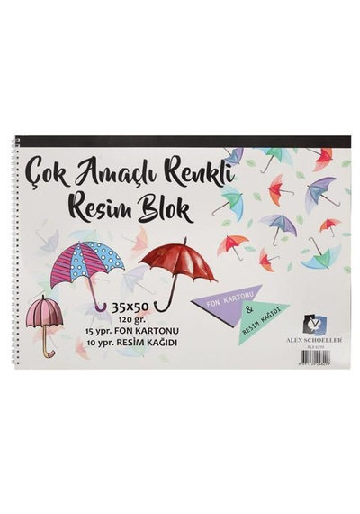 Alex Çok Amaçlı 35x50 Resim+fon Blok Defter 10+15 Yp.alx-0299 Çeşitli Renk Ve Desen