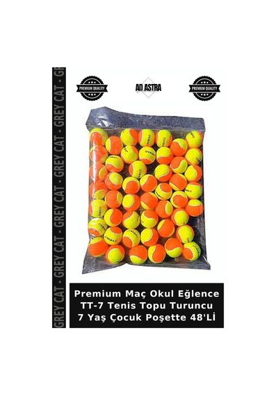 Premium Maç Okul Eğlence Tt-7 Tenis Topu Turuncu 7 Yaş Çocuk Poşette 48'li