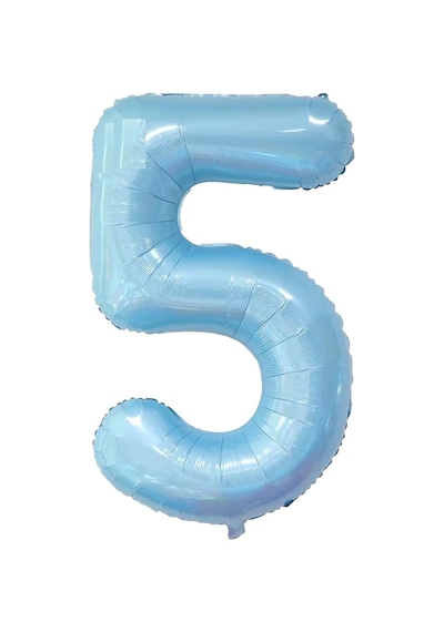 5 Rakam Bebe Mavisi Folyo Balon 32 İnç 76-82 Cm Açık Mavi