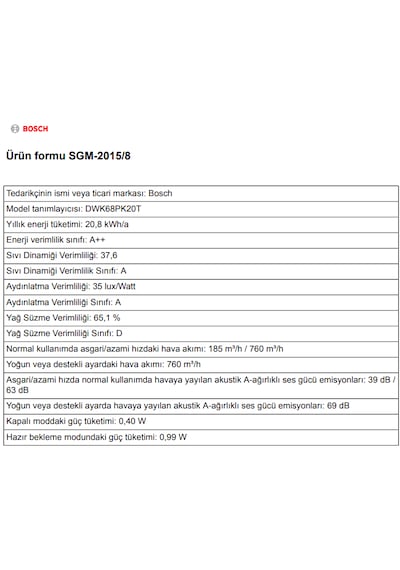 Bosch DWK68PK20T Serie 8 60 CM Duvar Tipi Davlumbaz