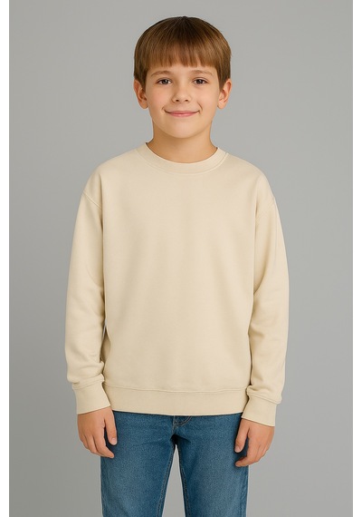 Noble Kids Erkek Çocuk Şardonlu Oversize Basic Sweatshirt Krem