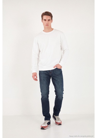 Buratti Pamuklu Relaxed Fit Bisiklet Yaka Sweat Erkek Sweat 5901257 Ekru