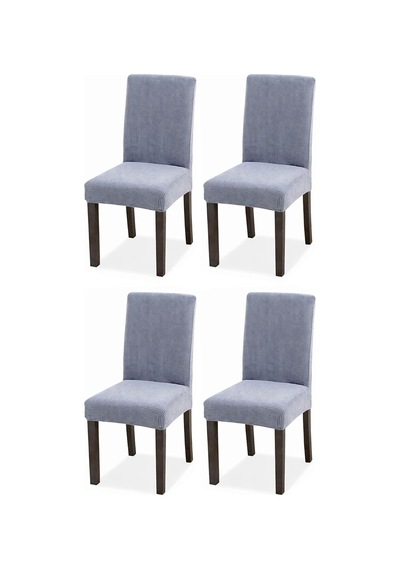 Bambu Nano Kumaş Likralı Sandalye Kılıfı Lastikli Yıkanabilir Esnek Sandalye Örtüsü 4'lü Set Açık Gri Çok Renkli
