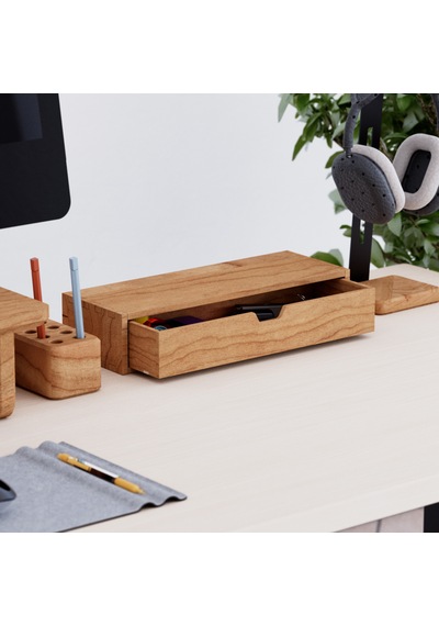 Desna Tek Katlı Tek Çekmeceli Dolap - Kiraz 34 Cm Uzunluk X 12.1 Cm Derinlik X 7.2 Cm Woodsaka Doğal Ahşap