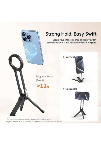 Çok Fonksiyonlu Telefon Tutucu Magsafe İle Uyumlu & Selfie Stick Klipsli Askı Aparatı, Mini Tripod, Vlog & Canlı Yayın Standı Mtm-01