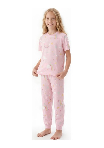 Modanino Kız Çocuk Pijama Takımı %100 Pamuk 3-13 Yaş 12714ıs Pembe