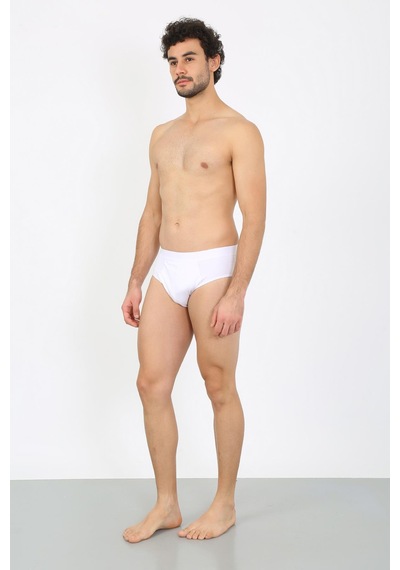 İbrahim Burak Etiler Collection Moda Çizgi Erkek Pamuk Likralı Slip Beyaz 40132
