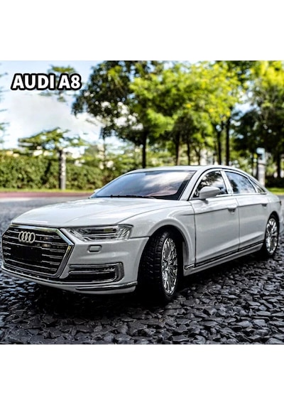 Scowetto Audi A8 Araba Audi A8 Long Quattro 1:24 Diecast Metal Model Araba Koleksiyon Araba Sesli Işıklı