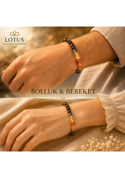 Bolluk & Bereket Doğal Taş Bilekliği Sitrin, Kaplangözü & Pirit