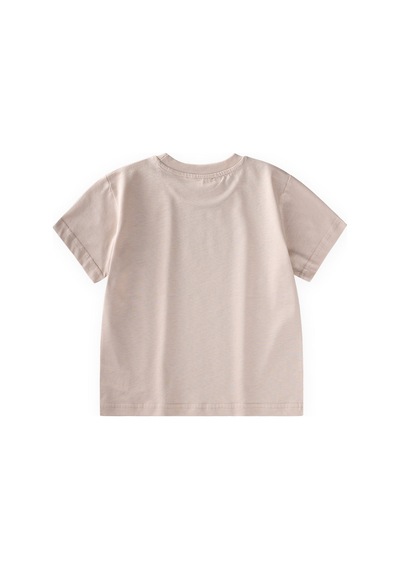 Cigit Etiket Detaylı T-shirt 2-10 Yaş Kum Kum Rengi