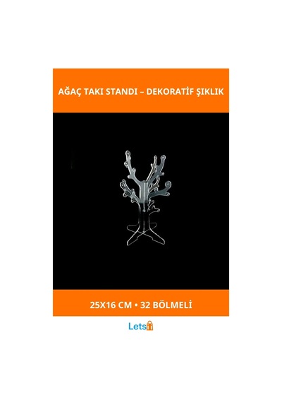 Dekoratif Ağaç Şeklinde Takı Standı 32 Deliği İle 1 Adet
