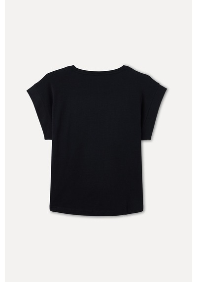 Mudo Kadın Kadın Siyah Düşük Kollu Bisiklet Yaka T-shirt 1266879