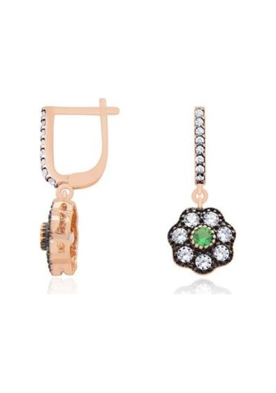 Tektaş - Pembe Altın 14 Ayar Trend Renkli Taşlı Küpe N11.19260