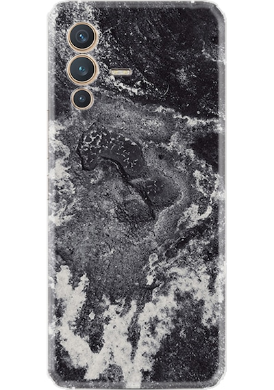 Vivo V23 Kılıf Resimli Desenli Baskılı Silikon Black Marble 4 1383