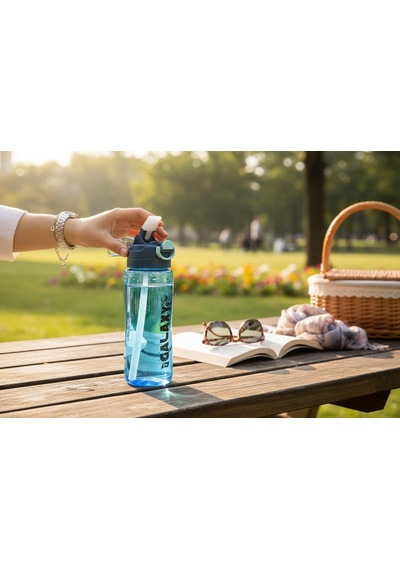 Titiz Rio Matara 750 Ml Mavi Renk -kapaklı- Pipetli, Bpa İçermez,kapak Koruma Su Matarası Çok Renkli